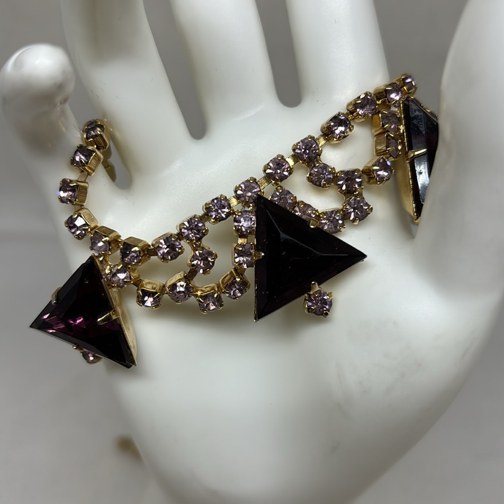 Stunning And Unique Purple Triangular Rhinestone … - image 6